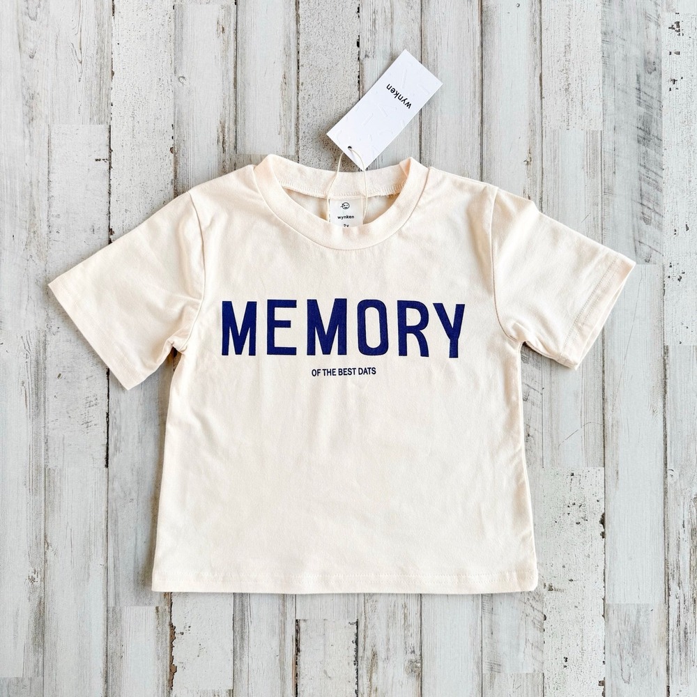 NWT Wynken Memory Graphic Tee Cream Short Sleeve Cotton Kids T-Shirt 2 Yrs
